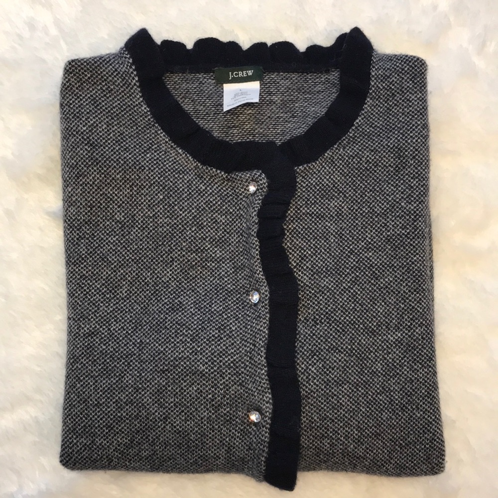 J. Crew Jewel Button Cardigan blue and gray large